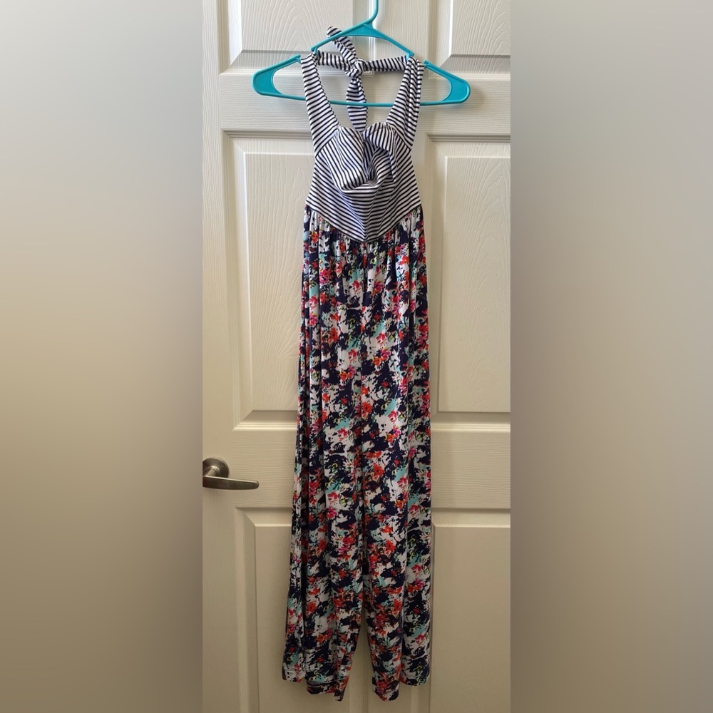 Navy stripes & floral jumpsuit